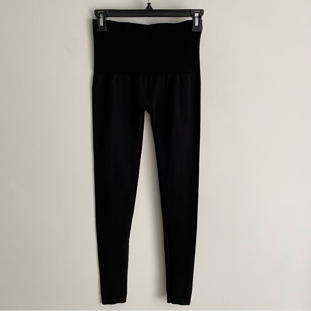 Spanx Womens Wide Band Waistband Legging Size Small Black Stretch
